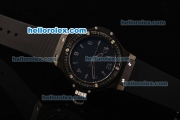 Hublot Big Bang Swiss Quartz Movement Full Black with PVD Case and Black Diamond Bezel-Lady Size