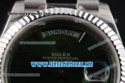 Rolex Day-Date Clone Rolex 3255 Automatic Stainless Steel Case/Bracelet with Green Dial and Roman Numeral Markers
