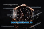 Omega Seamaster Planet Ocean 600M Clone Omega 8900 Automatic Rose Gold Case with Black Dial and Stick/Arabic Numeral Markers Black Leather Strap (EF)