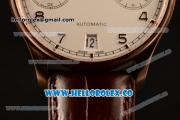 IWC Portuguese Automatic Clone IWC 52010 Automatic Rose Gold Case with White Dial and Brown Leather Strap - (AAAF)