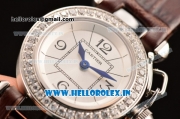 Cartier Pasha C Swiss Quartz Steel Case with White Dial and Diamonds Bezel