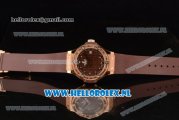 Hublot Big Bang Tutti Japanese Miyota Quartz Rose Gold Case with Brown Dial Stick Markers and Brown Rubber Strap
