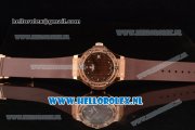 Hublot Big Bang Tutti Japanese Miyota Quartz Rose Gold Case with Brown Dial Stick Markers and Brown Rubber Strap