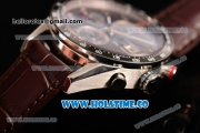 Tag Heuer Carrera Calibre 1887 Automatic Chrono Swiss Valjoux 7750 Automatic Steel Case with Grey Dial Brown Leather Strap and Arabic Numeral Markers