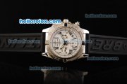 Breitling Chronomat B01 Swiss Valjoux 7750 Automatic Movement White Dial with Silver Roman Markers and Black Rubber Strap