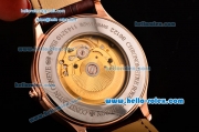 Vacheron Constantin Patrimony Swiss ETA 2836 Automatic Rose Gold Case Brown Leather Strap with White Dial Stick Markers