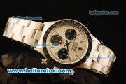 Rolex Daytona Vintage Edition Chronograph Swiss Valjoux 7750 Manual Winding Steel Case/Strap with White Dial and Stick Markers