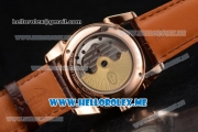 Parmigiani Tonda Tourbillon Asia ST25 Automatic Rose Gold Case with Black Dial and Brown Leather Strap Rose Gold Markers