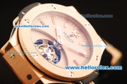 Hublot Big Bang Swiss Tourbillon Automatic Movement Rose Gold Case and Bezel with Black Rubber Strap