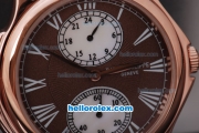 Patek Philippe Classic Quartz Brown Dial and Rose Gold Bezel with White Marking and Brown Leather Strap