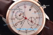 IWC Portuguese Automatic Steel Case with Rose Gold Bezel and White Dial-Brown Leather Strap