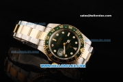 Rolex GMT Master II Swiss ETA 2836 Automatic Movement Steel Case with Green Dial/Bezel and Two Tone Strap