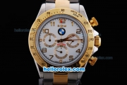 Rolex Datejust for BMW Quartz Movement with Graduated Gold Bezel and White Dial,Gold Number Marking and Small Calendar