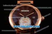 Cartier Rotonde De Miyota Quartz Two Tone Case/Bracelet with Brown Dial