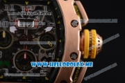 Richard Mille RM 011 Felipe Massa Flyback Swiss Valjoux 7750 Automatic Rose Gold Case with Skeleton Dial and Black Rubber Strap Arabic Numeral Markers