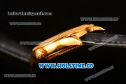 Rolex Cellini Time Asia 2813 Automatic Yellow Gold Case White Dial Black Leather Strap and Stick/Roman Numeral Markers