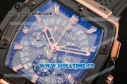 Hublot MP-06 Senna Chrono Miyota OS20 Quartz Rose Gold Case with Skeleton Dial PVD Bezel and Black Leather Strap