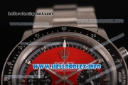 Rolex Daytona Vintage Chrono Miyota OS20 Quartz Steel Case/Bracelet with Silver Markers and Red Dial - Black Inner Bezel