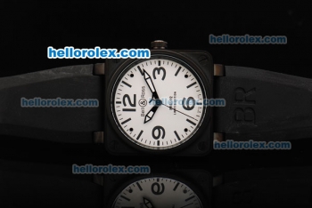 Bell&Ross BR 01-92 Automatic Movement PVD Case with White Dial and Black Numeral/Stick Marker-Black Rubber Strap