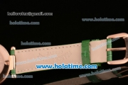 Franck Muller Ronde Miyota Quartz Rose Gold Case with Green Leather Bracelet White Dial and Green Stick Markers