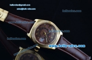 Rolex Sky-Dweller Asia 2813 Automatic Gold Case with Brown Leather Strap and Brown Dial