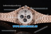 Audemars Piguet Royal Oak Offshore Seiko VK67 Quartz Rose Gold/Diamonds Case with White Dial and Arabic Numeral Markers