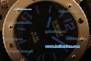 U-Boat Italo Fontana U-42 Asia 6497 Manual Winding Steel Case with Black Dial and Black Leather Strap-Blue Markers