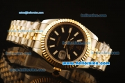 Rolex Datejust II Swiss ETA 2836 Automatic Full Steel with Yellow Gold Bezel and Black Dial-Stick Markers