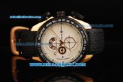 Porsche Design Regulator Chronograph Miyota Quartz Movement Gold Case with Black Bezel and Black Rubber Strap