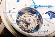 Breguet Tourbillon Manual Winding Movement Steel Case with White Dial and Brown Leather Strap