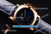 Panerai Luminor 1950 10 Days GMT PAM00689 Asia ST25 Automatic Rose Gold Case with Blue Dial and Stick/Arabic Numeral Markers Blue Leather Strap