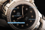 Tag Heuer Link 200 Meters Swiss Quartz Movement Full Steel with Black Dial and Diamond Markers/Bezel-Lady Model