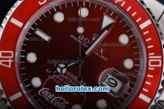 Rolex Submariner Oyster Perpetual Date Automatic with Red Bezel,Red Brown Dial and White Round Bead Marking-Small Calendar