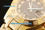 Rolex Datejust Automatic Movement Full Gold with Black Dial and Diamond Bezel-ETA Coating Case