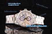 Tag Heuer Carrera Chronograph Swiss Valjoux 7750-SHG Automatic Steel Case with Numeral Markers and White Dial