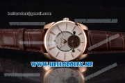 Parmigiani Tonda Tourbillon Asia ST25 Automatic Rose Gold Case with White Dial and Brown Leather Strap Stick Markers