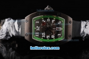 Richard Mille RM007 PVD Case with White Number Markers-Green Border and Black Leather Strap