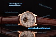 Jaeger-LECoultre Master Reserve De Marche Tourbillon Power Reserver Asia HT30 Automatic Rose Gold Case with Brown Leather Strap White Dial