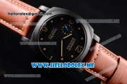 Panerai Luminor Marina 1950 Carbotech 3 Days Automatic PAM661 Asia ST25 Automatic PVD Case with Black Dial and Brown Leather Strap Dot/Arabic Numeral Markers