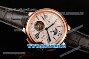 Cartier Ballon Bleu De Tourbillon Asia Automatic Rose Gold Case with White Dial Black Roman Numeral Markers and Black Leather Strap