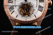 Cartier Drive de Cartier Flying Tourbillon Swiss Tourbillon Manual Winding Rose Gold Case with White Dial and Roman Numeral Markers