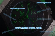 Hublot Big Bang Swiss Valjoux 7750 Automatic Movement PVD Case with Black Dial and Green Leather Strap