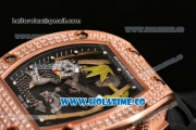 Richard Mille RM026-01 Miyota 6T51 Automatic Diamonds/Rose Gold Case with Diamonds Panda Dial and Black Rubber Strap