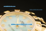 Rolex Datejust Automatic Movement Full Gold with Blue MOP Dial and Diamond Markers/Bezel-ETA Coating Case