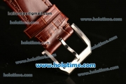 IWC Portuguese Chrono Miyota OS20 Quartz Steel Case with Brown Leather Strap and White Dial