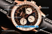 Breitling Navitimer 01 Chrono Swiss Valjoux 7750 Automatic Rose Gold Case with Black Dial Black Leather Strap and Stick Markers - 1:1 Original (JF)