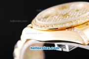 Rolex Day Date Oyster Perpetual Swiss ETA 2836 Automatic Movement Full Gold Case with Diamond Bezel and Diamond Dial