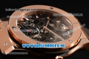 Hublot Classic Fusion Skeleton Tourbillon Asia Auto Rose Gold Case with Skeleton Dial and Black Leather Strap