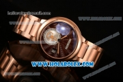 Cartier Rotonde De Miyota Quartz Rose Gold Case/Bracelet with Brown Dial