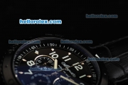 Breguet Type XX Chronograph Quartz Movement PVD Case with Black Dial and White Numeral Markers-Black Leather Strap